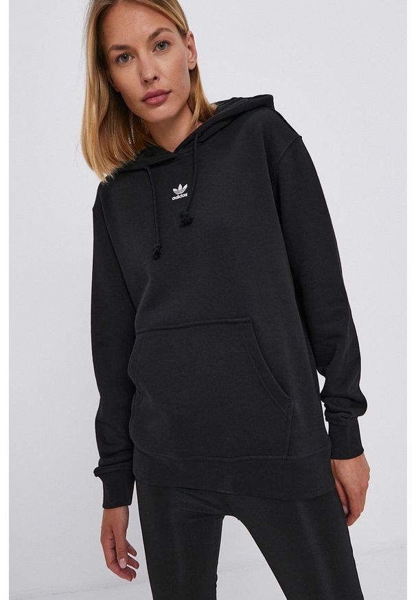 adidas Originals - Bluza bawełniana. Typ kołnierza: kaptur. Kolor: czarny. Materiał: bawełna
