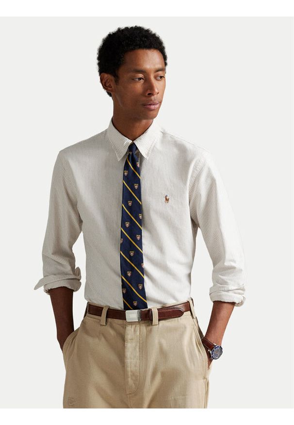 Polo Ralph Lauren Koszula 710953704007 Beżowy Custom Fit. Typ kołnierza: polo. Kolor: beżowy. Materiał: bawełna