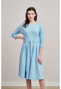 Marie Zélie - Sukienka Anastazja błękitna. Kolor: niebieski. Materiał: dzianina. Styl: klasyczny #2