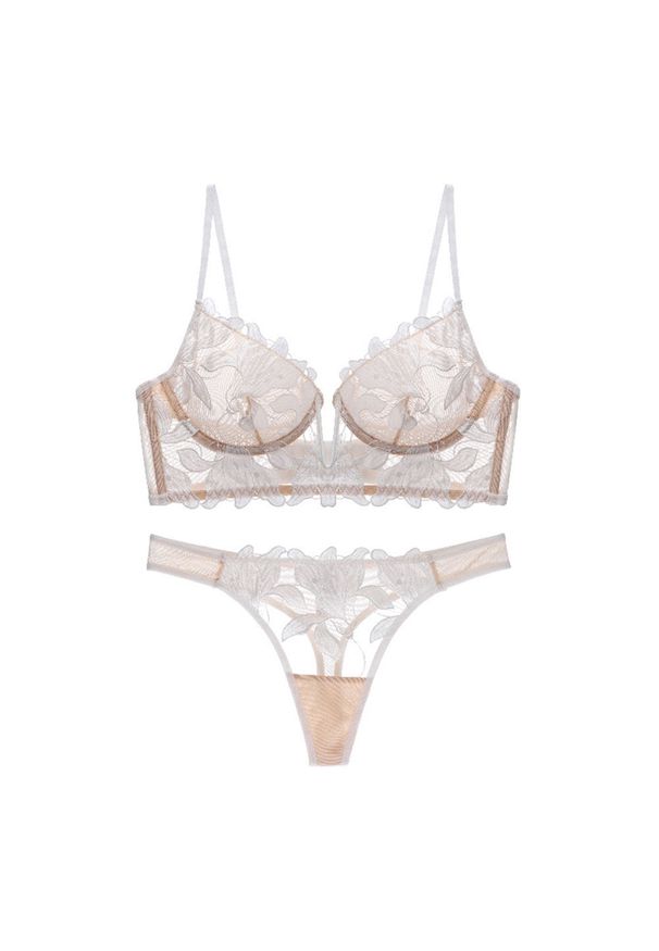 Intica - Komplet bielizny z haftem i koronką na specjalne okazje Francesca. Kolor: biały. Materiał: koronka. Wzór: haft, koronka