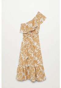 mango - Mango - Sukienka GLORIA-L. Kolor: beżowy. Materiał: tkanina. Typ sukienki: rozkloszowane #7
