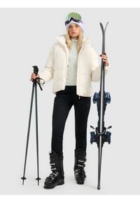 4f - 4F Kurtka narciarska membrana 5000 damska - beżowa XS. Kolor: beżowy. Materiał: poliester, materiał. Wzór: gładki. Sezon: zima #2