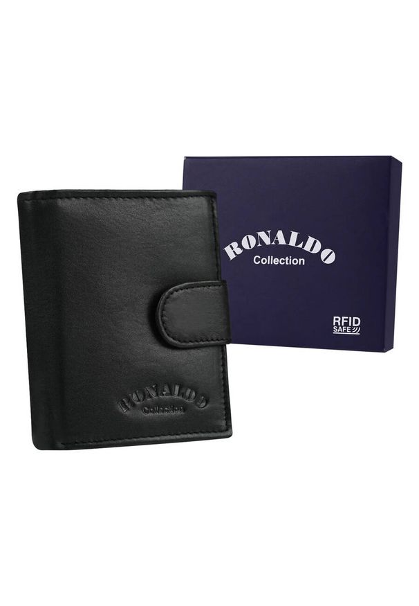 Portfel skórzany Ronaldo 0720L-P-D-RFID czarny. Kolor: czarny. Materiał: skóra