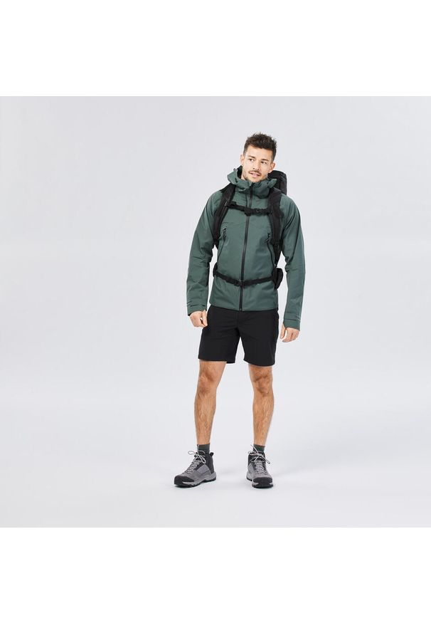 quechua - Kurtka turystyczna męska Quechua MH500 wodoodporna. Kolor: zielony. Materiał: elastan, materiał. Sport: wspinaczka, turystyka piesza
