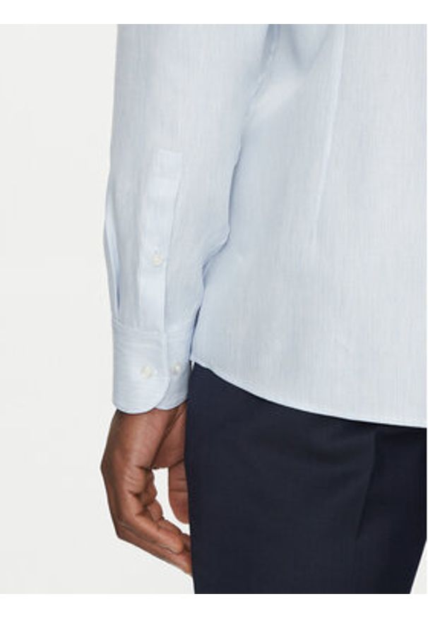 BOSS Koszula H-HANK-standup-214 50539233 Błękitny Slim Fit. Kolor: niebieski. Materiał: len, lyocell