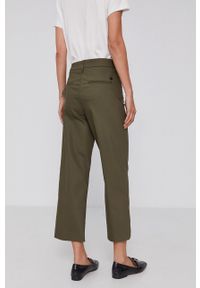 Mos Mosh Spodnie damskie kolor zielony proste high waist. Stan: podwyższony. Kolor: zielony. Materiał: materiał #4