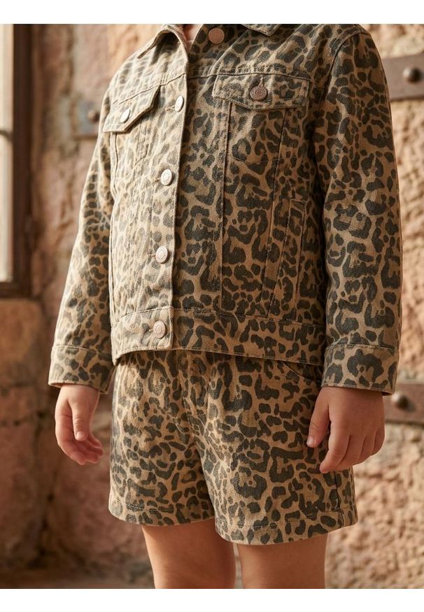 Sinsay - Jeansowe szorty paperbag w panterkę - wielobarwny. Materiał: jeans. Wzór: motyw zwierzęcy