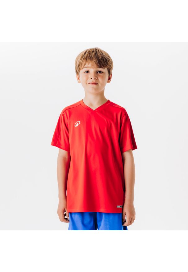 KIPSTA - Koszulka piłkarska dla dzieci Kipsta Essential Club. Kolor: czerwony. Materiał: poliester, materiał. Sport: piłka nożna