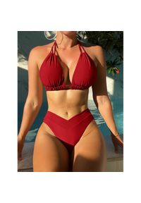 Intica - Bikini dwuczęściowe usztywniane z wysokim stanem odporne na chlor Kulle. Stan: podwyższony. Kolor: czerwony. Materiał: materiał #1