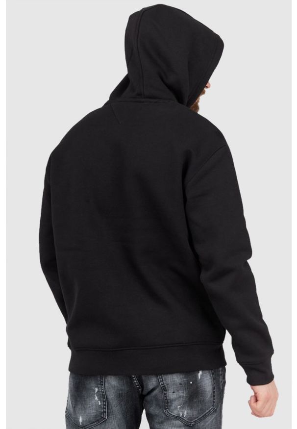 Tommy Jeans - TOMMY JEANS Czarna bluza męska z odblaskowym logo. Typ kołnierza: kaptur. Kolor: czarny. Materiał: prążkowany