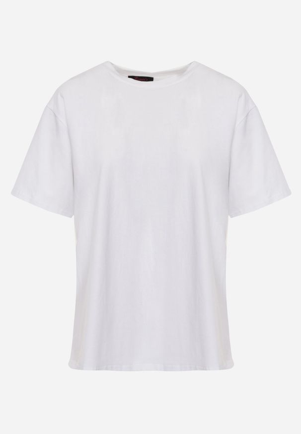 Born2be - Biały T-shirt z Bawełny Typu Oversize Nedika. Okazja: na co dzień. Kolor: biały. Materiał: bawełna. Styl: casual, klasyczny