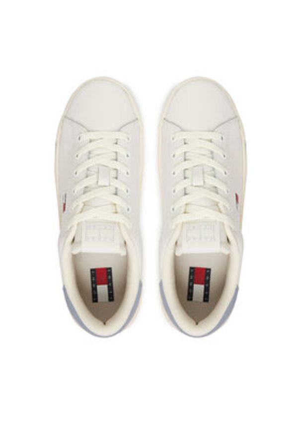 Tommy Jeans Sneakersy Tjw Script Cupsole Flatform EN0EN02961 Kremowy. Kolor: kremowy. Materiał: skóra