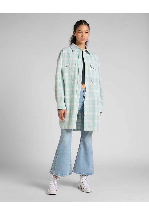 Lee - LEE ELONGATED OVERSHIRT DAMSKA KOSZULA DUSTY JADE L50WAA41 112321257