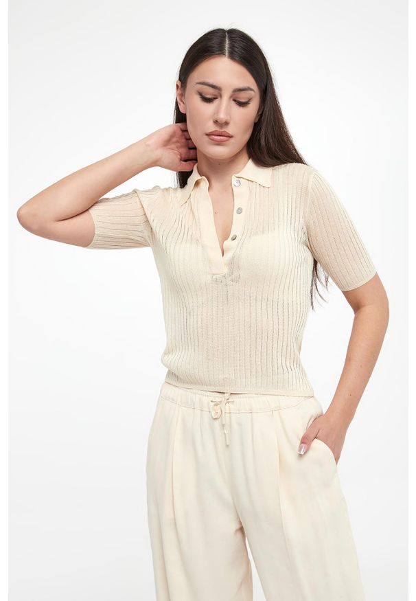 Marella - Sweter damski z krótkim rękawem Torbole MARELLA MONOCHROME. Długość rękawa: krótki rękaw. Długość: krótkie