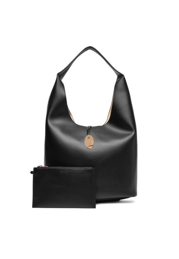 Calvin Klein Jeans Torebka Stone Lock Slouchy Large Shoulde LV04K3149G Czarny. Kolor: czarny. Materiał: skórzane
