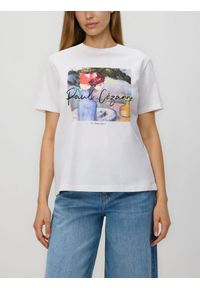 Reserved - T-shirt z nadrukiem - biały. Kolor: biały. Materiał: bawełna. Wzór: nadruk