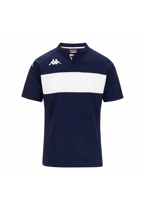 Polo Kappa Dalto. Typ kołnierza: polo. Kolor: wielokolorowy, niebieski, biały. Sport: piłka nożna