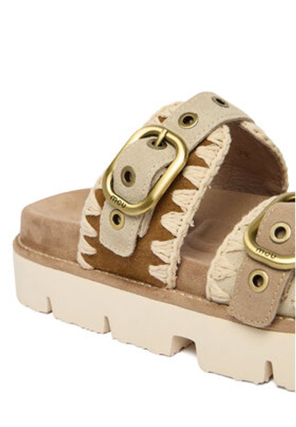 Mou Klapki MU.SW461023A Beżowy. Kolor: beżowy. Materiał: skóra, zamsz