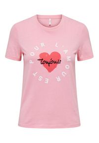 only - ONLY T-Shirt 15266625 Różowy Regular Fit. Kolor: różowy. Materiał: bawełna #2