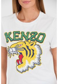 Kenzo - KENZO Biały damski t-shirt Tiger Varsity crewneck, Rozmiar S. Kolor: biały #6