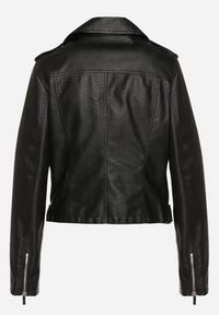 Born2be - Czarna Kurtka Ramoneska z Asymetrycznym Suwakiem i Regulowanym Paskiem Bralissa. Okazja: na co dzień. Kolor: czarny. Materiał: jeans. Styl: casual, elegancki, rockowy #3