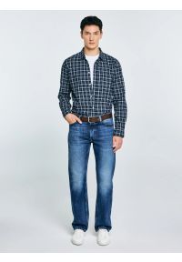 Big-Star - Koszula męska flanelowa w kratę granatowa Meridenisoni 403. Typ kołnierza: kołnierzyk klasyczny. Kolor: niebieski. Wzór: kratka. Styl: klasyczny #1