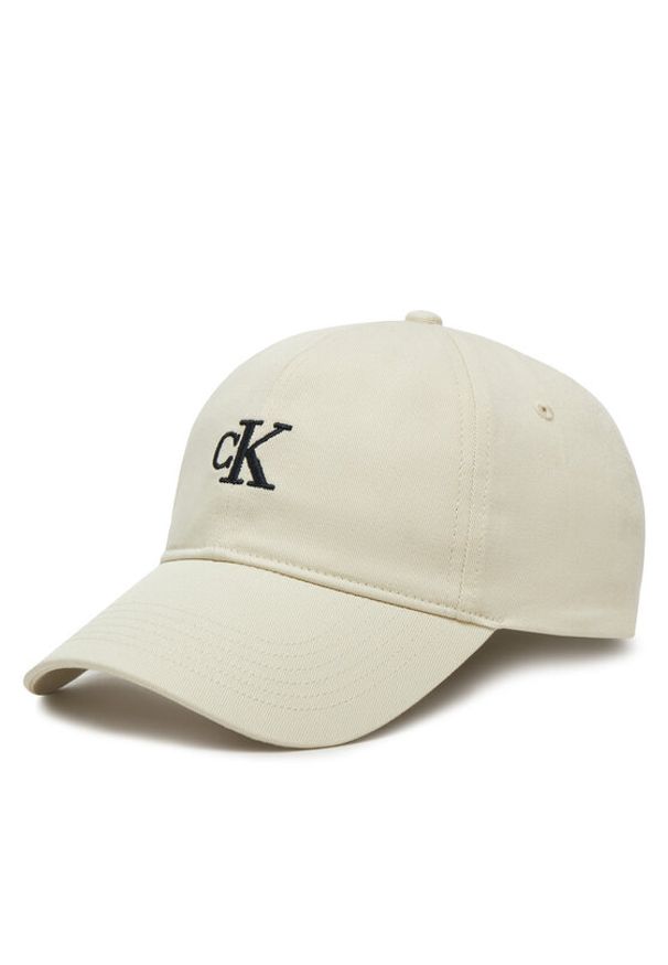 Calvin Klein Jeans Czapka z daszkiem Embroidered Monogram Cap LV04K5024G Biały. Kolor: biały. Materiał: bawełna