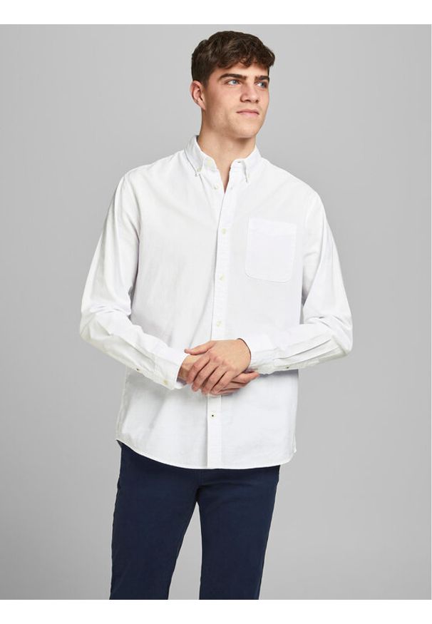 Jack & Jones Koszula 12182486 Biały Slim Fit. Kolor: biały. Materiał: bawełna
