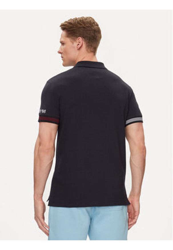TOMMY HILFIGER - Tommy Hilfiger Polo Flag MW0MW34780 Granatowy Slim Fit. Typ kołnierza: polo. Kolor: niebieski. Materiał: wiskoza, bawełna