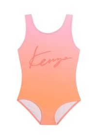 Kenzo kids - Kenzo Kids jednoczęściowy strój kąpielowy dziecięcy kolor pomarańczowy. Kolor: pomarańczowy. Materiał: dzianina. Wzór: nadruk #1