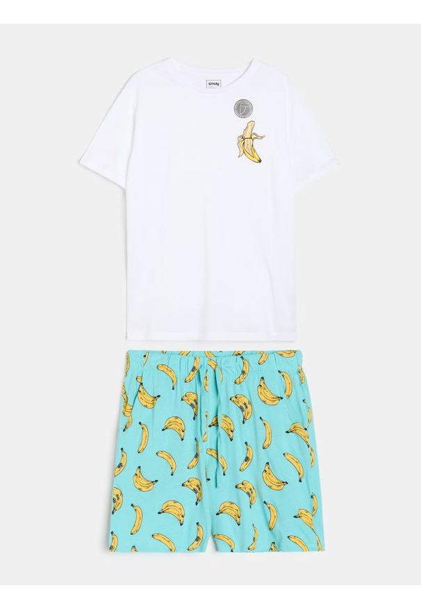 Sinsay - Bawełniana piżama dwuczęściowa z motywem bananów - wielobarwny. Materiał: bawełna