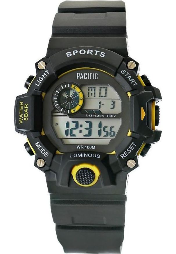 Zegarek sportowy Pacific 208L-2 Czarny (208L-2). Kolor: czarny. Styl: sportowy