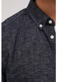 Only & Sons koszula z domieszką lnu męska kolor granatowy slim z kołnierzykiem button-down. Typ kołnierza: button down. Kolor: niebieski. Materiał: len. Długość rękawa: długi rękaw. Długość: długie #3