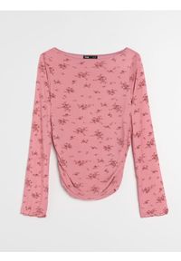 Sinsay - Bluzka ze wzorem z ozdobnymi marszczeniami - różowy. Kolor: różowy #1