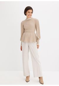 bonprix - Lekkie spodnie Marlena z wiskozą. Kolor: beżowy. Materiał: wiskoza. Styl: elegancki #3