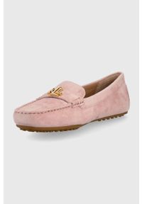 Lauren Ralph Lauren mokasyny zamszowe BARNSBURY damskie kolor różowy na płaskim obcasie. Nosek buta: okrągły. Kolor: różowy. Materiał: zamsz. Wzór: gładki. Obcas: na obcasie. Wysokość obcasa: niski #4