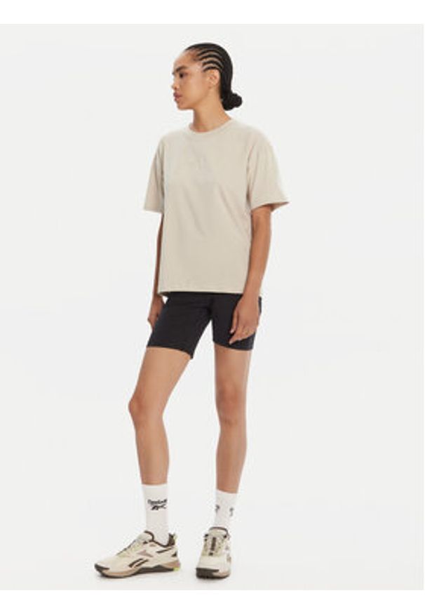 Reebok T-Shirt RK25315CCW Beżowy Regular Fit. Kolor: beżowy. Materiał: bawełna