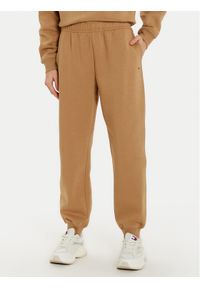 TOMMY HILFIGER - Tommy Hilfiger Spodnie dresowe Essential WW0WW45966 Beżowy Regular Fit. Kolor: beżowy. Materiał: bawełna #1