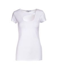Born2be - Biały T-shirt Azame. Kolor: biały. Materiał: dzianina. Długość rękawa: krótki rękaw. Długość: krótkie #3
