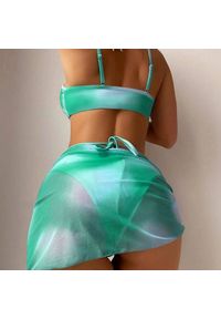 Intica - Komplet bikini z pareo na plażę i basen Eufrasia. Kolor: zielony. Materiał: materiał #4