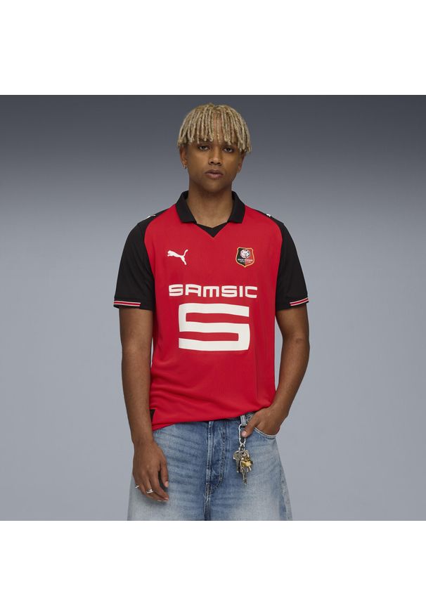 Puma - Męska domowa koszulka Stade Rennais F.C. 25/26 PUMA. Kolor: czerwony, wielokolorowy, czarny. Sport: piłka nożna