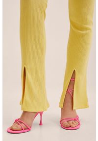 mango - Mango spodnie Miri damskie kolor żółty dzwony high waist. Stan: podwyższony. Kolor: żółty. Materiał: włókno #7