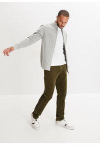 bonprix - Spodnie sztruksowe ze stretchem w wygodnym fasonie Slim Ft. Kolor: zielony. Materiał: sztruks #3