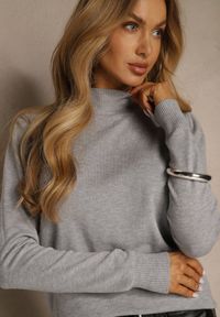 Renee - Szary Casualowy Sweter z Półgolfem w Minimalistycznym Stylu Seorienne. Okazja: na co dzień. Kolor: szary. Długość: długie. Styl: casual #2