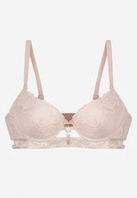 Born2be - Jasnoróżowy Klasyczny Biustonosz Zdobiony Koronką i Aplikacją Metheis. Kolor: różowy. Materiał: koronka. Wzór: koronka, aplikacja #5