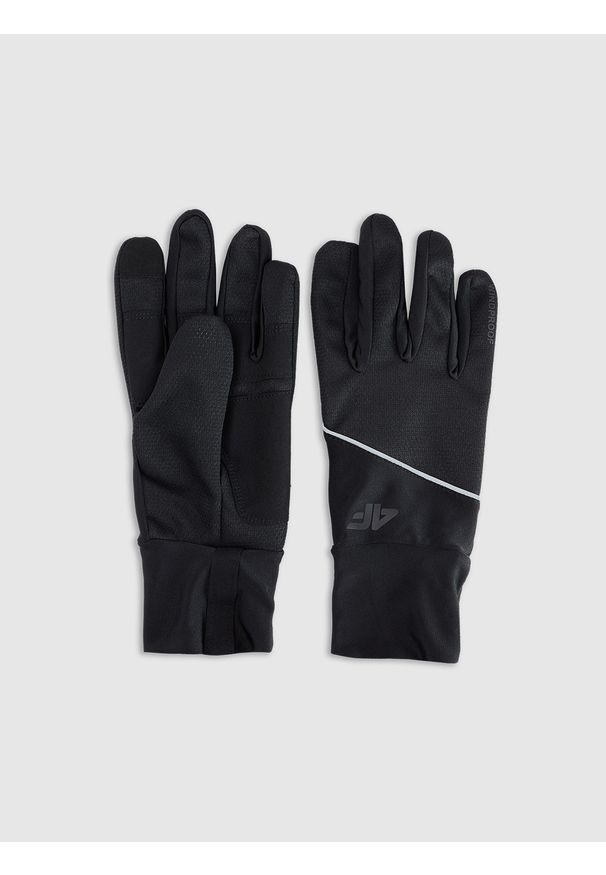4f - 4F Rękawiczki softshellowe Touch Screen uniseks - czarne M. Kolor: czarny. Materiał: syntetyk, materiał, softshell. Technologia: Windstopper. Sezon: zima. Sport: turystyka piesza, narciarstwo