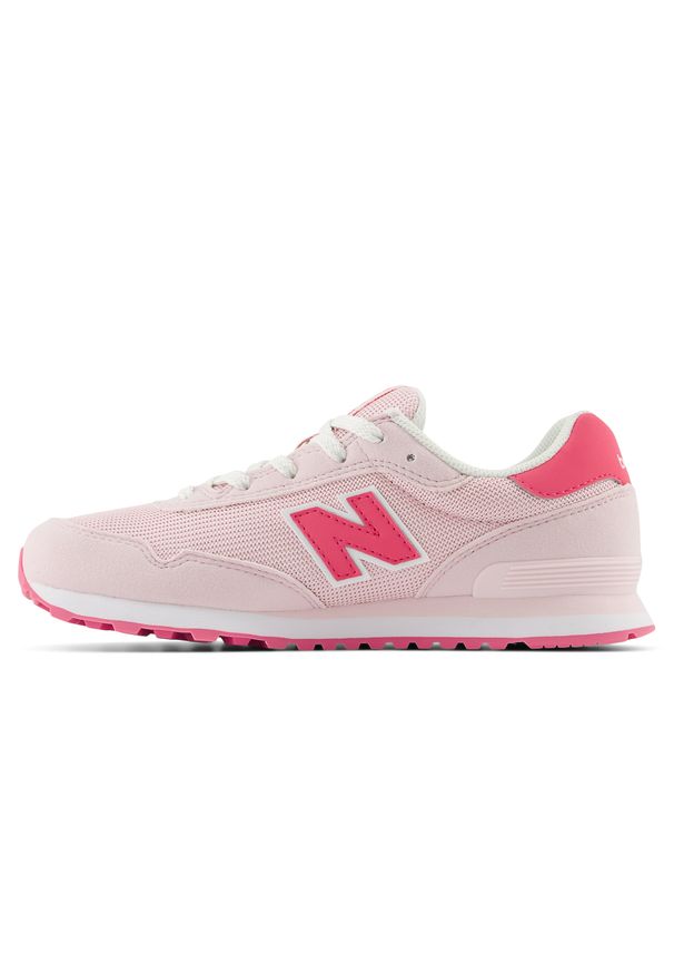 Buty dziecięce New Balance GC515KI – różowe. Okazja: na uczelnię, na co dzień. Kolor: różowy. Materiał: materiał, syntetyk. Szerokość cholewki: normalna