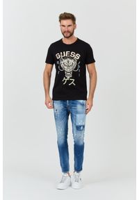 Guess - GUESS Czarny męski t-shirt bawełniany Dragon Tee, Rozmiar XXL. Kolor: czarny. Materiał: bawełna #6