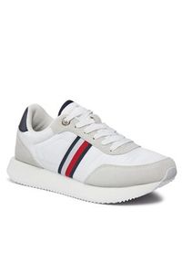 TOMMY HILFIGER - Tommy Hilfiger Sneakersy Essential Runner Global Stripes FW0FW07831 Biały. Kolor: biały. Materiał: skóra, zamsz #6