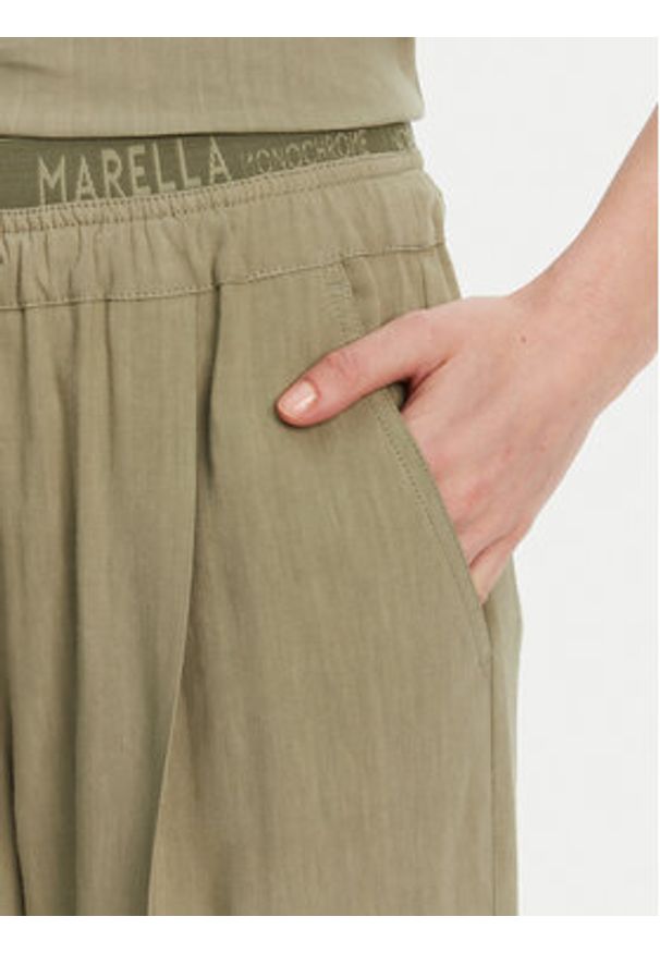 Marella Spodnie materiałowe Fred 2513131085 Zielony Wide Leg. Kolor: zielony. Materiał: wiskoza, len